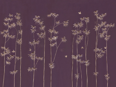 中式新中式植物花枝意境壁纸壁画