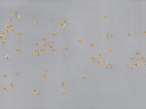 中式新中式植物银杏落叶壁纸壁画