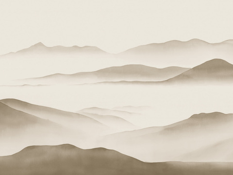 中式新中式水墨山水意境壁纸壁画