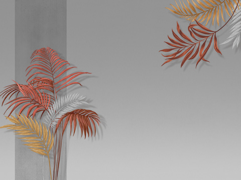 中式新中式植物花枝意境壁纸壁画