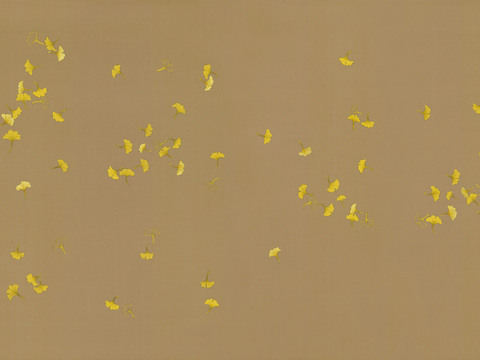 中式新中式植物银杏落叶壁纸壁画