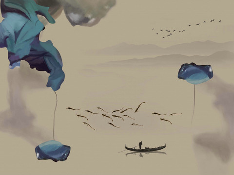 中式新中式装饰画壁纸壁画