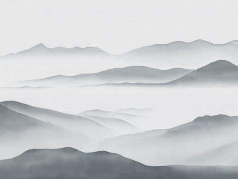 中式新中式水墨山水意境壁纸壁画