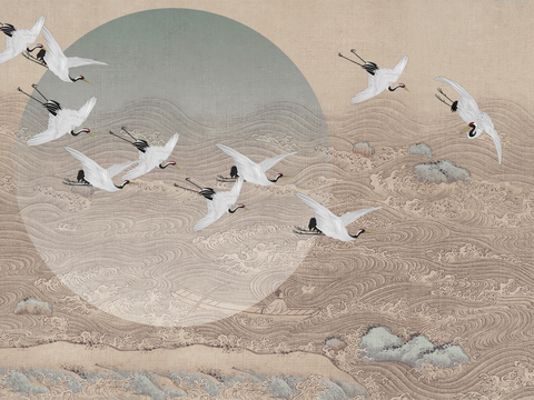 中式新中式装饰画壁纸壁画