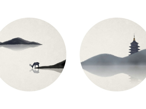 中式新中式装饰画壁纸壁画