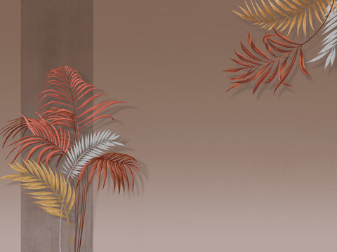 中式新中式植物花枝意境壁纸壁画