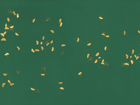 中式新中式植物银杏落叶壁纸壁画