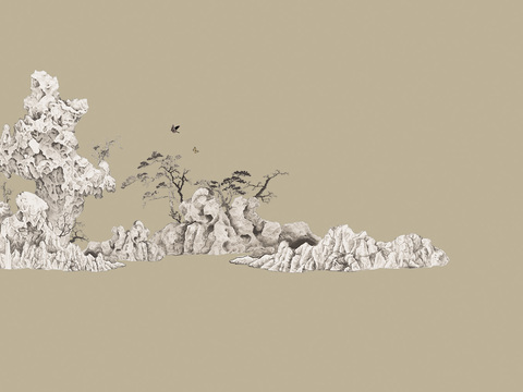 中式新中式植物意境壁纸壁画