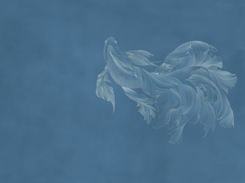 中式新中式金鱼锦鲤壁纸壁画装饰画