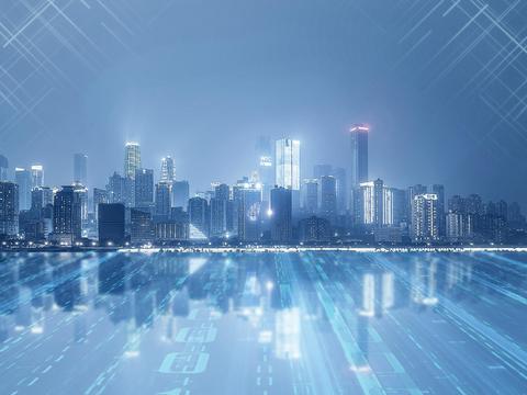 蓝色科技城市背景素材贴图