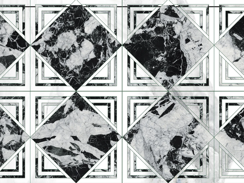大理石黑白石材拼花