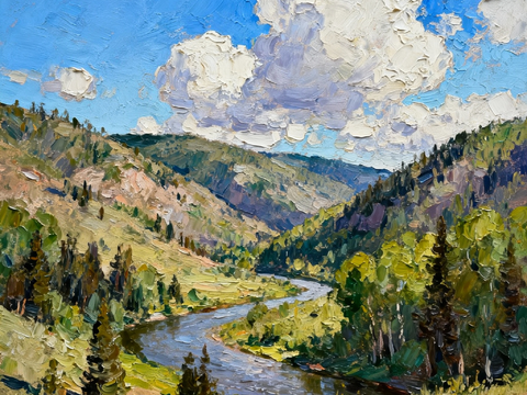 美式风景画装饰画油画