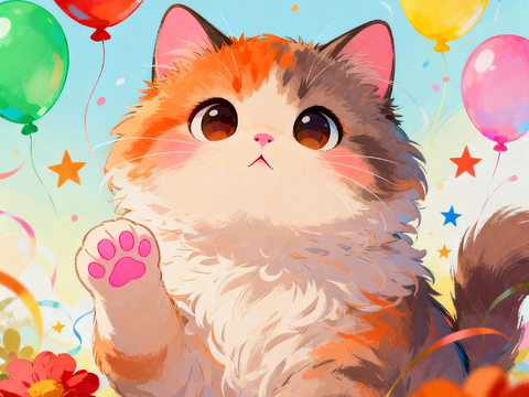 现代卡通猫咪装饰画挂画