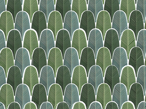 无缝绿色渐变羽毛砖瓷砖