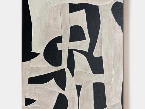 侘寂简约抽象挂画 艺术挂画 肌理画 黑白艺术画贴图