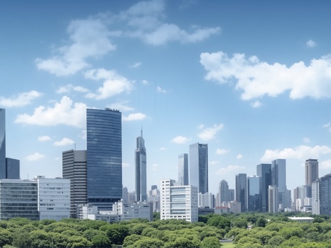 现代城市白天外景天空外景