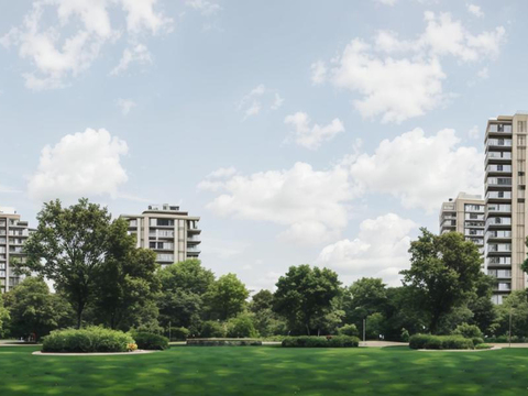 现代白天小区外景天空外景公园外景