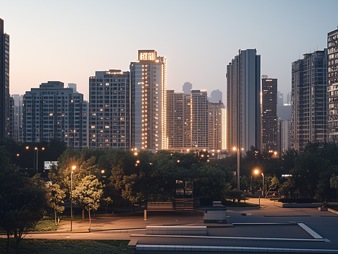 现代天空外景室外黄昏夕阳天空