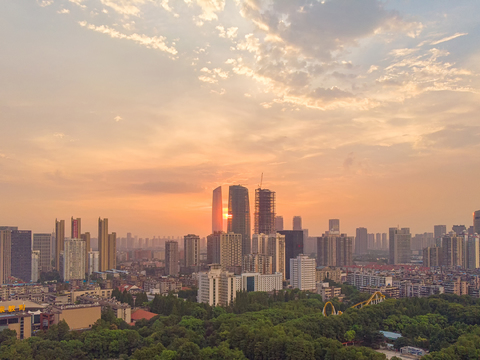现代天空外景室外黄昏夕阳天空
