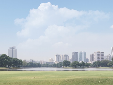 现代城市白天外景天空外景