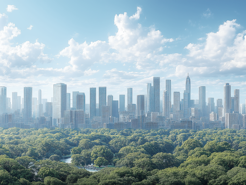 现代城市白天外景天空外景