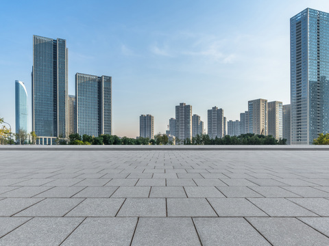 现代城市白天外景道路外景