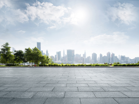 现代城市白天外景道路外景
