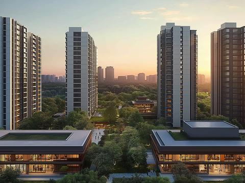 现代白天小区外景庭院外景别墅外景