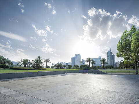 现代城市白天外景道路外景