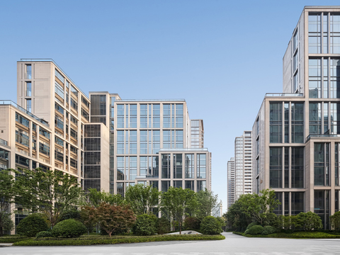 现代白天小区外景庭院外景别墅外景