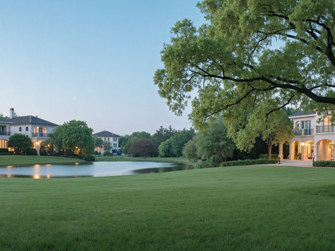 现代小区外景别墅外景庭院外景