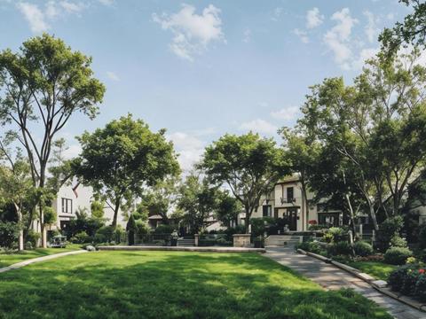 现代白天小区外景庭院外景别墅外景