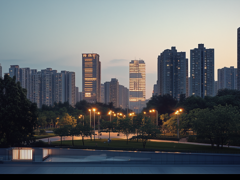 现代天空外景室外黄昏夕阳天空