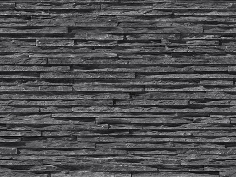 无缝黑色条石 自然石 文化石墙面