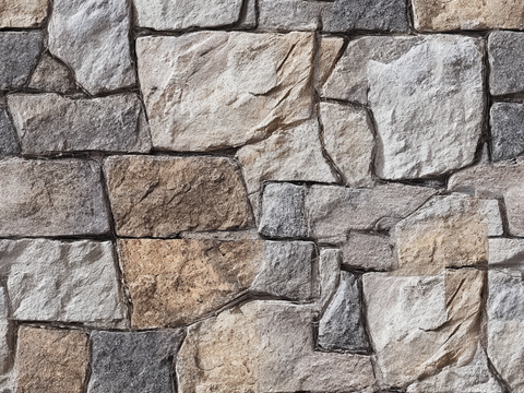 现代复古文化石墙 无缝岩石墙 毛石墙贴图