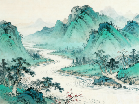 新中式山水壁纸