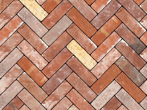 人字形红砖地面
