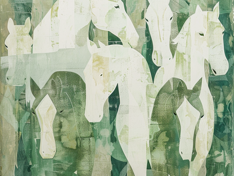 现代抽象挂画 动物挂画贴图