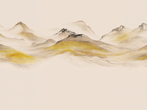 中式山水水墨画壁纸壁画装饰画