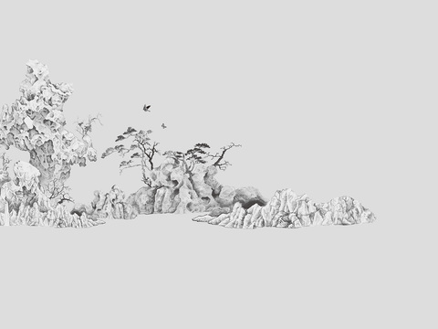 中式山水水墨画壁纸壁画装饰画