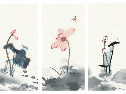  中式新中式花鸟植物壁纸壁画 