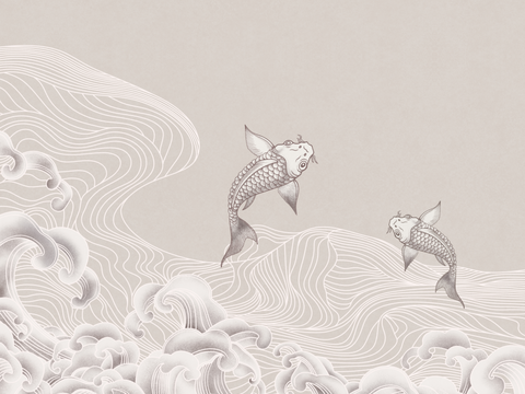 中式新中式高清壁纸壁画装饰画水墨画