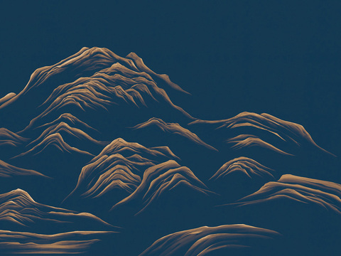 高清中式新中式山水画壁纸壁画装饰画