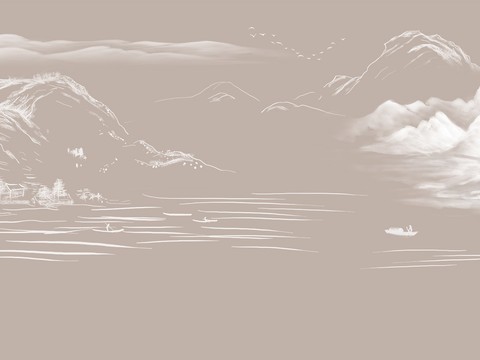 中式新中式高清山水壁纸壁画装饰画