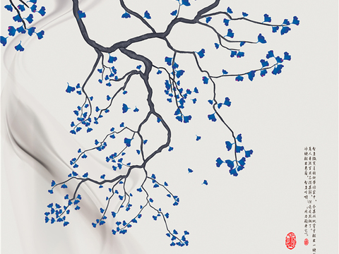 中式新中式高清壁纸壁画装饰画水墨画