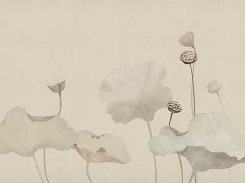  中式新中式花鸟植物壁纸壁画 