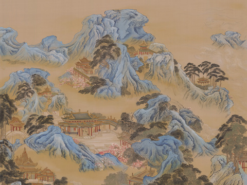  中式新中式高清山水壁纸壁画装饰画 