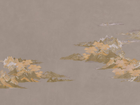 中式山水水墨画壁纸壁画装饰画