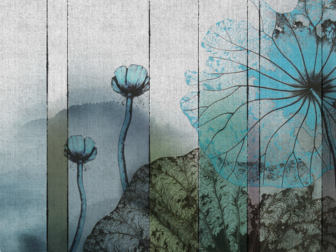  中式新中式花鸟植物壁纸壁画 