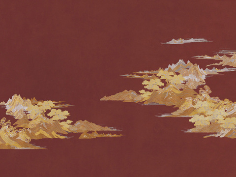 中式新中式抽象建筑壁纸壁画装饰画